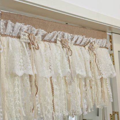 Burlap Ivory Lace Window Valance - UDreamHome