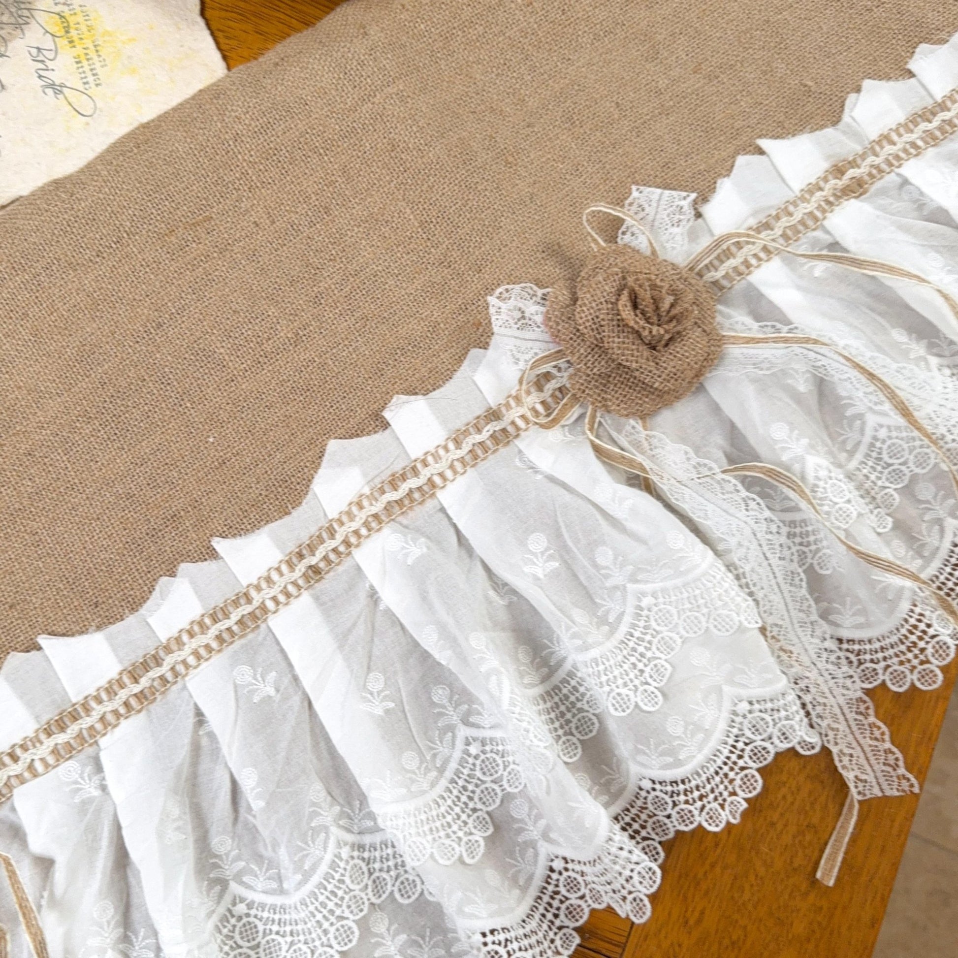 Burlap Shabby White Lace Farmhouse Valance - UDreamHome