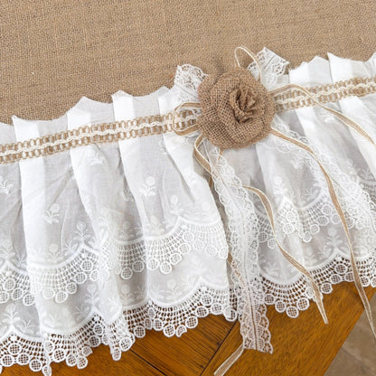 Burlap Shabby White Lace Farmhouse Valance - UDreamHome