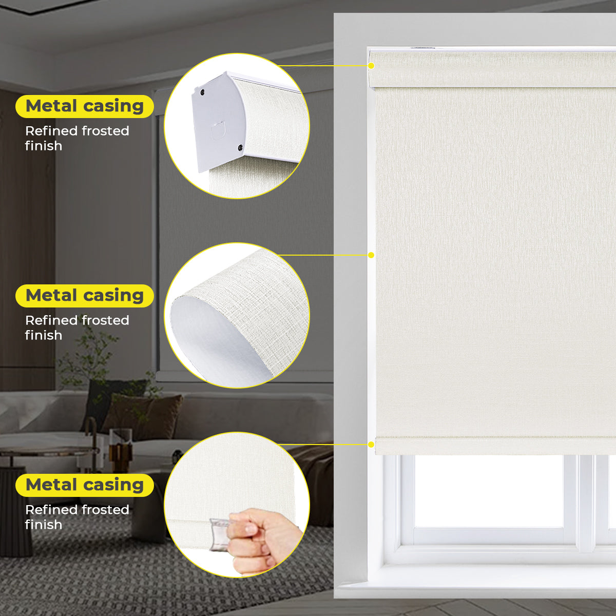Custom Cordless Blackout Roller Shades with Cassette – Thermal Insulated Window Blinds