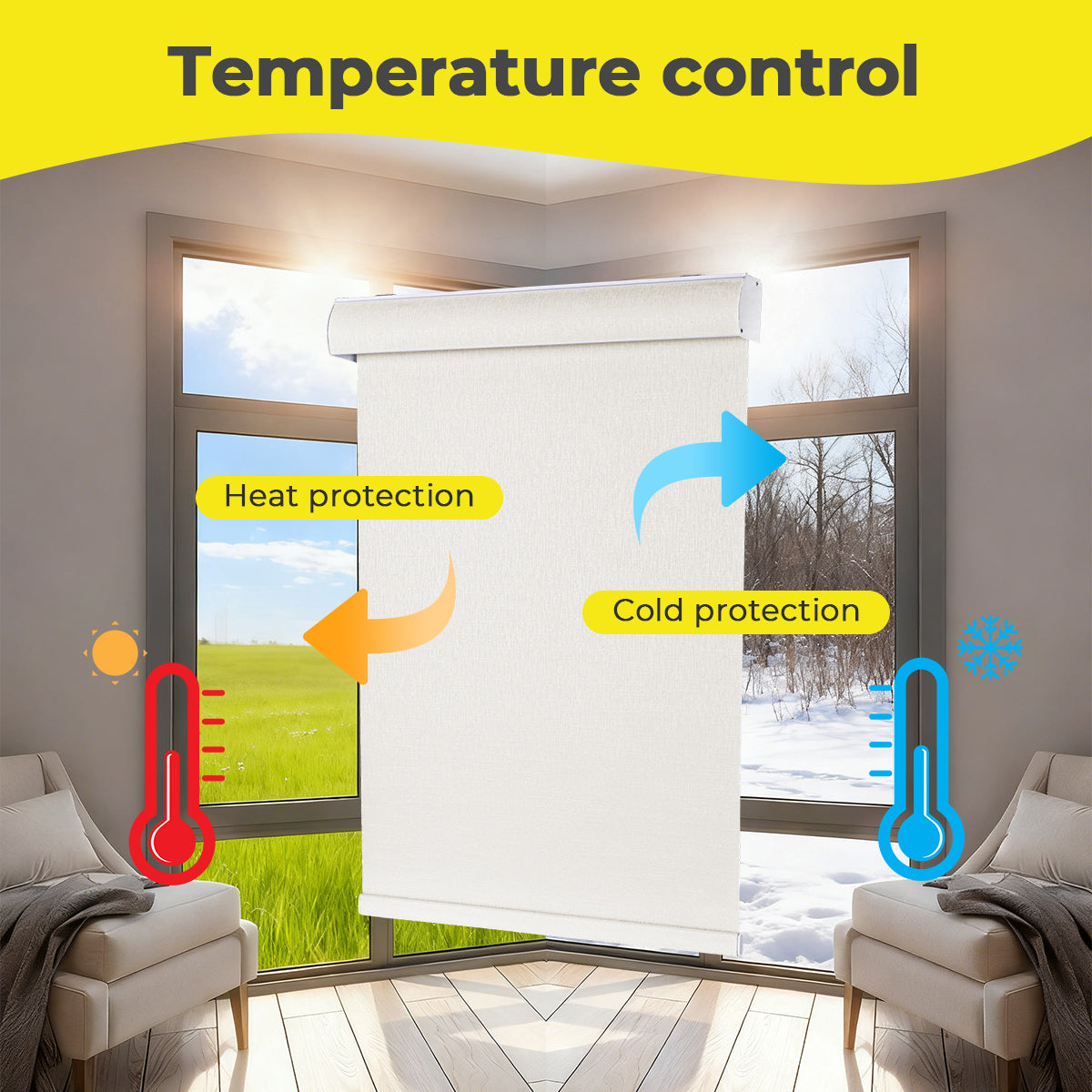 Custom Cordless Blackout Roller Shades with Cassette – Thermal Insulated Window Blinds