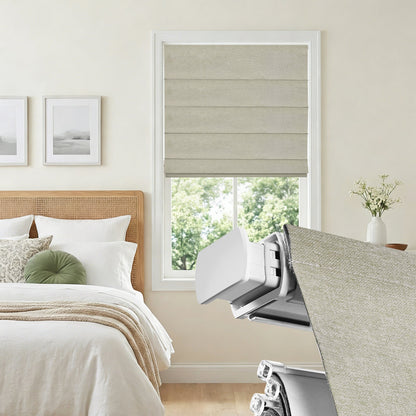 Cordless Blackout Roman Shades for Windows – No Drill Push-Pull Installation, 100% Room Darkening