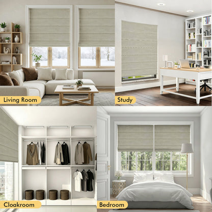 Cordless Blackout Roman Shades for Windows – No Drill Push-Pull Installation, 100% Room Darkening