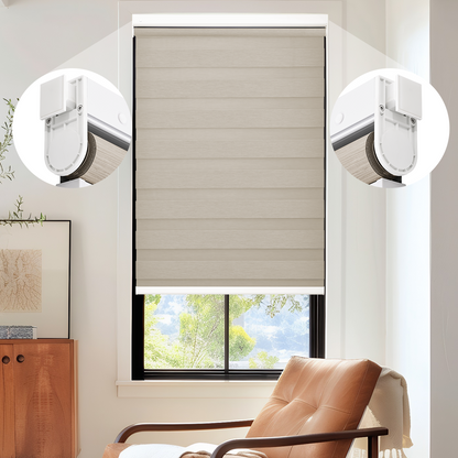No Drill Zebra Shades, Cordless Custom Window Blinds, Dual Layer Zebra Blinds, 80% Blackout, Dual Spring Tension Installation
