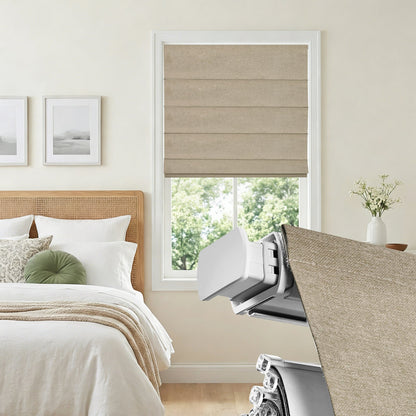 Cordless Blackout Roman Shades for Windows – No Drill Push-Pull Installation, 100% Room Darkening