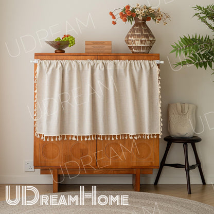 Cotton Linen Cafe Curtain: Boho Farmhouse Style - UDreamHome