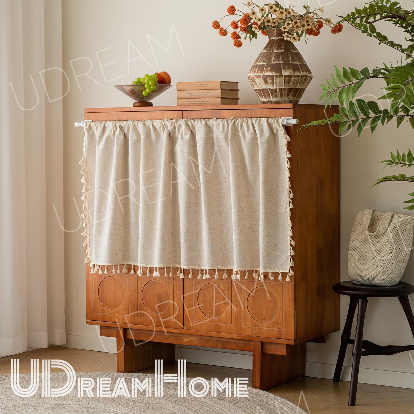 Cotton Linen Cafe Curtain: Boho Farmhouse Style - UDreamHome