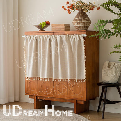Cotton Linen Cafe Curtain: Boho Farmhouse Style - UDreamHome