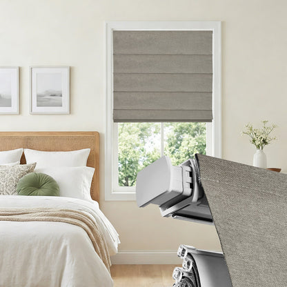 Cordless Blackout Roman Shades for Windows – No Drill Push-Pull Installation, 100% Room Darkening
