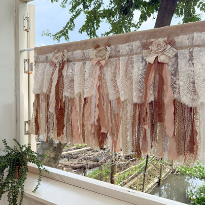 Custom Burlap Brown Lace Valance - UDreamHome