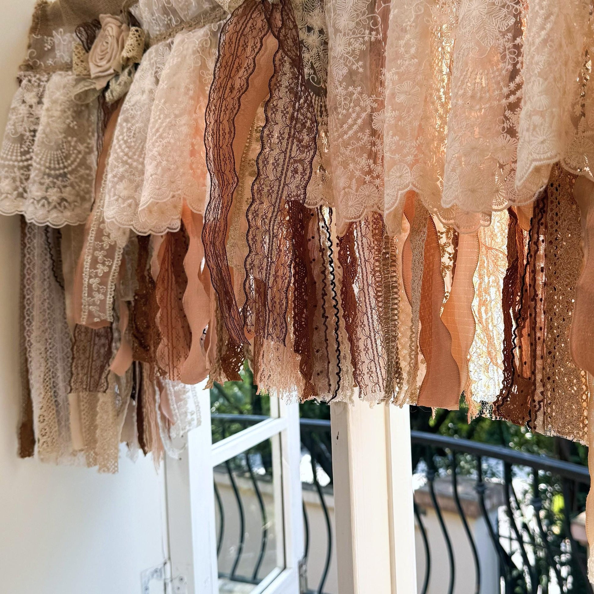 Custom Burlap Lace Bedroom Valance - UDreamHome