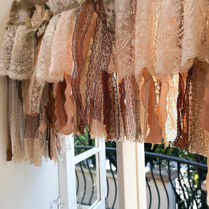 Custom Burlap Lace Bedroom Valance - UDreamHome