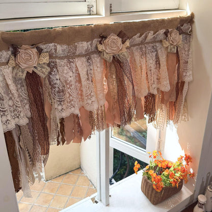Custom Burlap Lace Bedroom Valance - UDreamHome