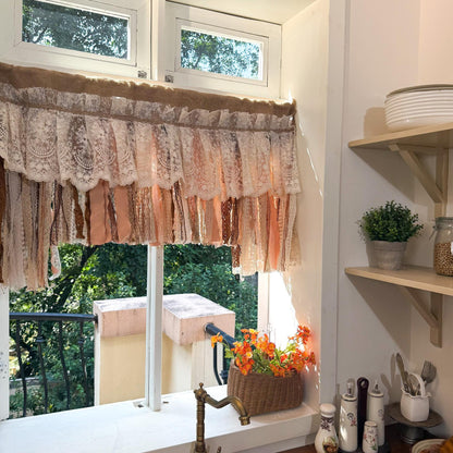 Custom Burlap Lace Bedroom Valance - UDreamHome