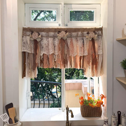 Custom Burlap Lace Bedroom Valance - UDreamHome