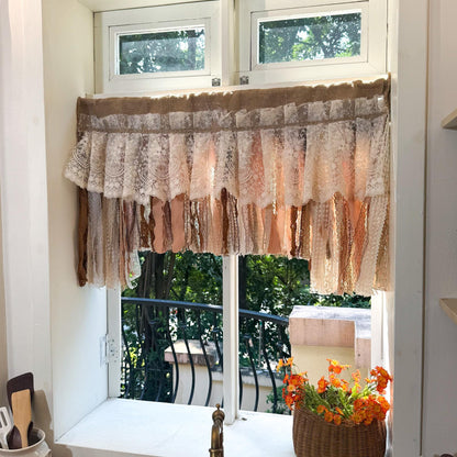 Custom Burlap Lace Bedroom Valance - UDreamHome