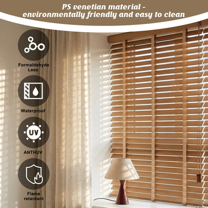 Custom Corded Wood Venetian Blinds | Waterproof Window Blinds for Bathroom, Kitchen & Office