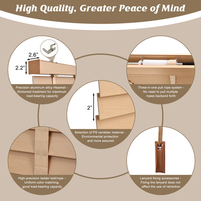 Custom Corded Wood Venetian Blinds | Waterproof Window Blinds for Bathroom, Kitchen & Office