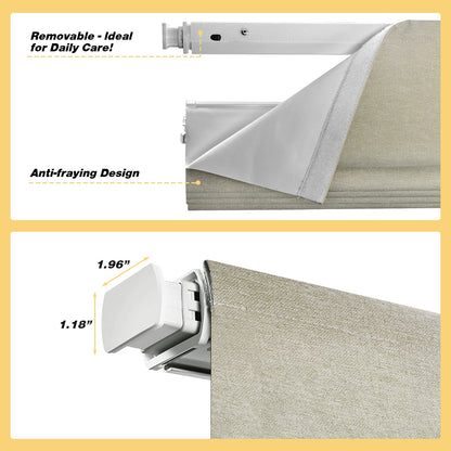 Cordless Blackout Roman Shades for Windows – No Drill Push-Pull Installation, 100% Room Darkening