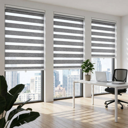 Custom No Drill Cordless Zebra Shades – Room Darkening Window Blinds