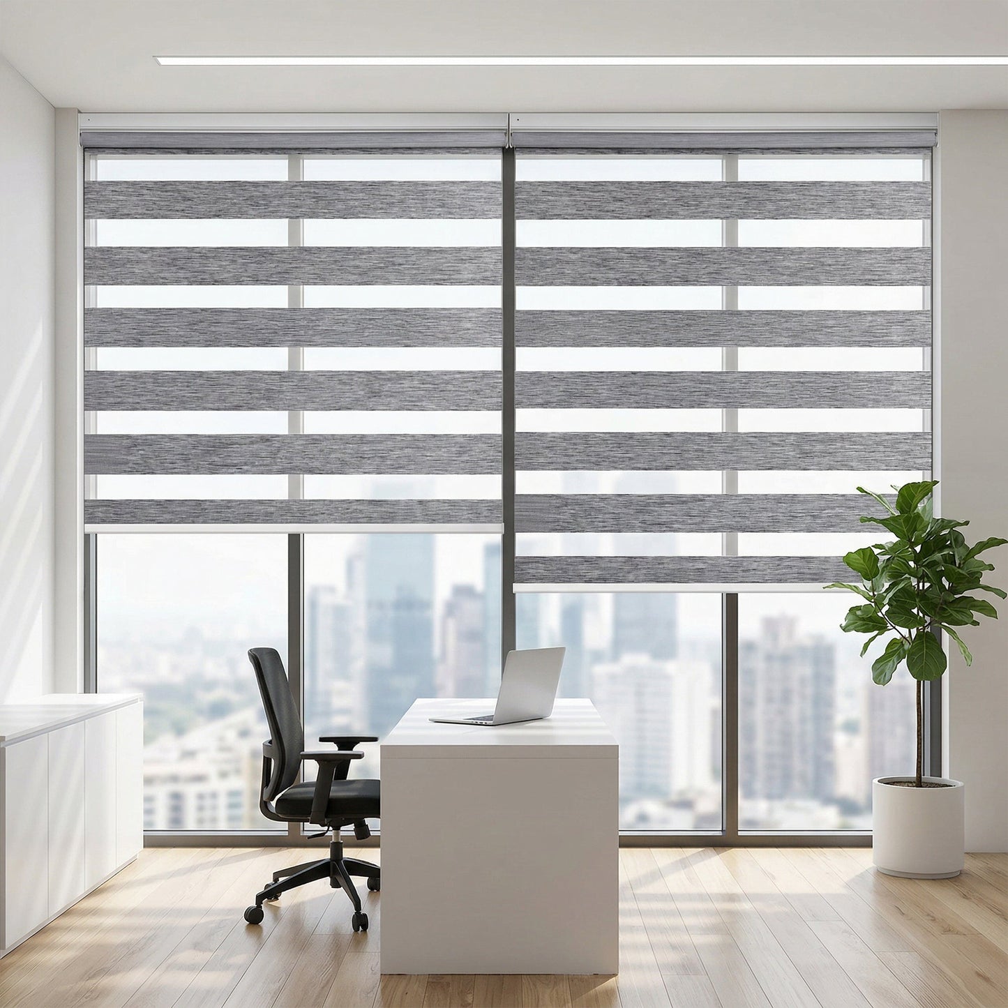 Custom No Drill Cordless Zebra Shades – Room Darkening Window Blinds