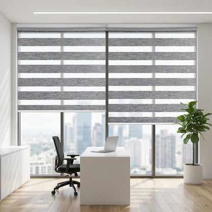 Custom No Drill Cordless Zebra Shades – Room Darkening Window Blinds