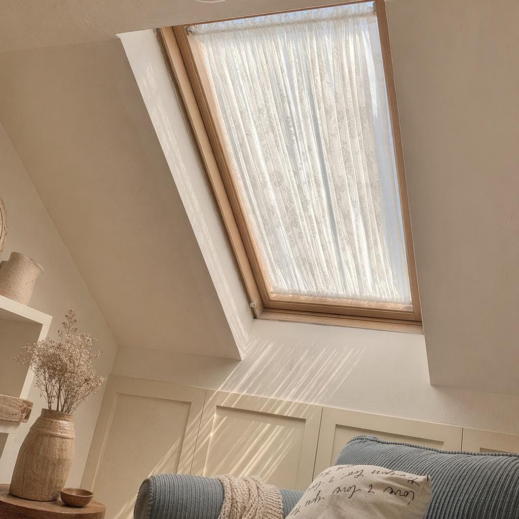 Custom Linen Skylight Curtains for Sun Shade, White Sheer Lace Shade Cover Window Curtain, WindowTreatment (Single Panel) - UDreamHome