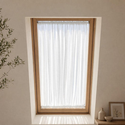 Custom Linen Skylight Curtains for Sun Shade, White Sheer Lace Shade Cover Window Curtain, WindowTreatment (Single Panel) - UDreamHome