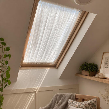 Custom Linen Skylight Curtains for Sun Shade, White Sheer Lace Shade Cover Window Curtain, WindowTreatment (Single Panel) - UDreamHome