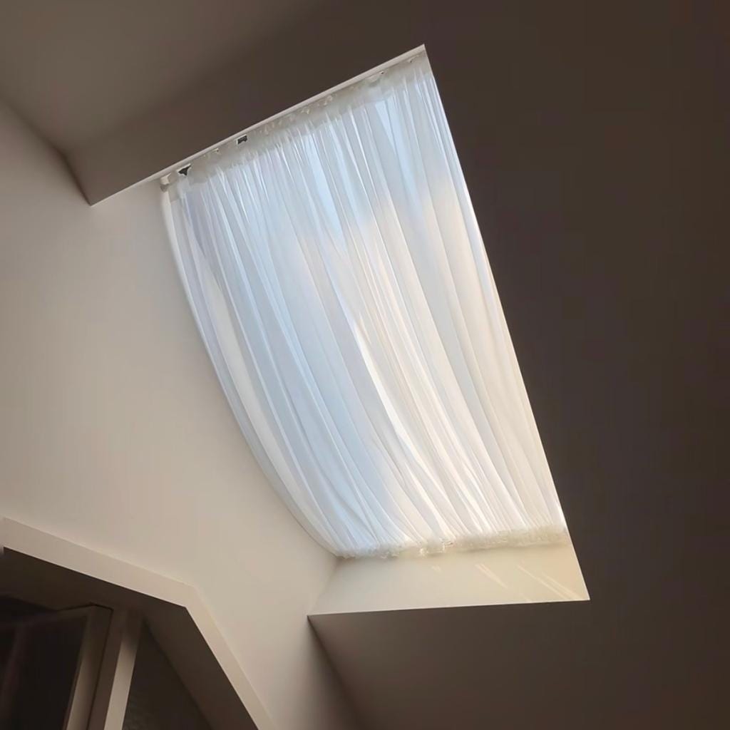 Custom Linen Skylight Curtains for Sun Shade, White Sheer Lace Shade Cover Window Curtain, WindowTreatment (Single Panel) - UDreamHome