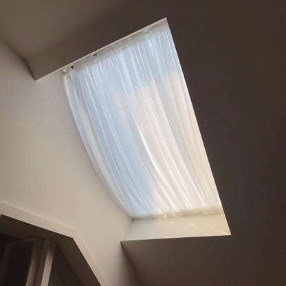 Custom Linen Skylight Curtains for Sun Shade, White Sheer Lace Shade Cover Window Curtain, WindowTreatment (Single Panel) - UDreamHome