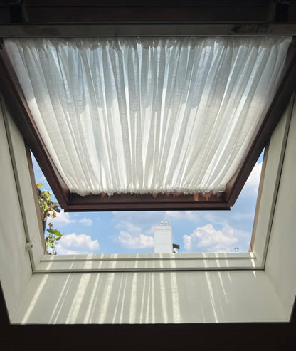 Custom Linen Skylight Curtains for Sun Shade, White Sheer Lace Shade Cover Window Curtain, WindowTreatment (Single Panel) - UDreamHome