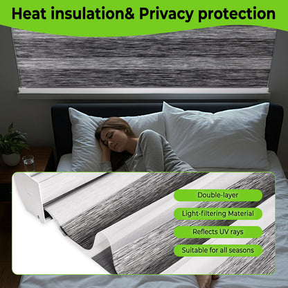 Custom Motorized Zebra Blinds for Windows – Remote Control or Smart Alexa Google Home Compatible, Room Darkening Dual Layer Shades