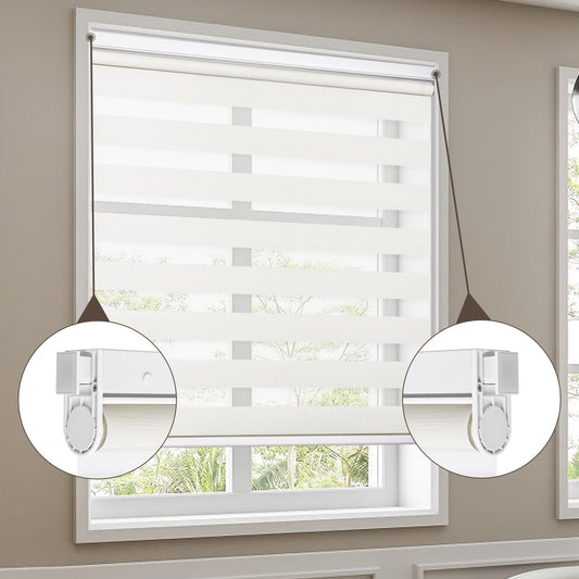 No Drill Cordless Zebra Shades – Custom Size Light Filtering Window Blinds for Privacy & Easy Install