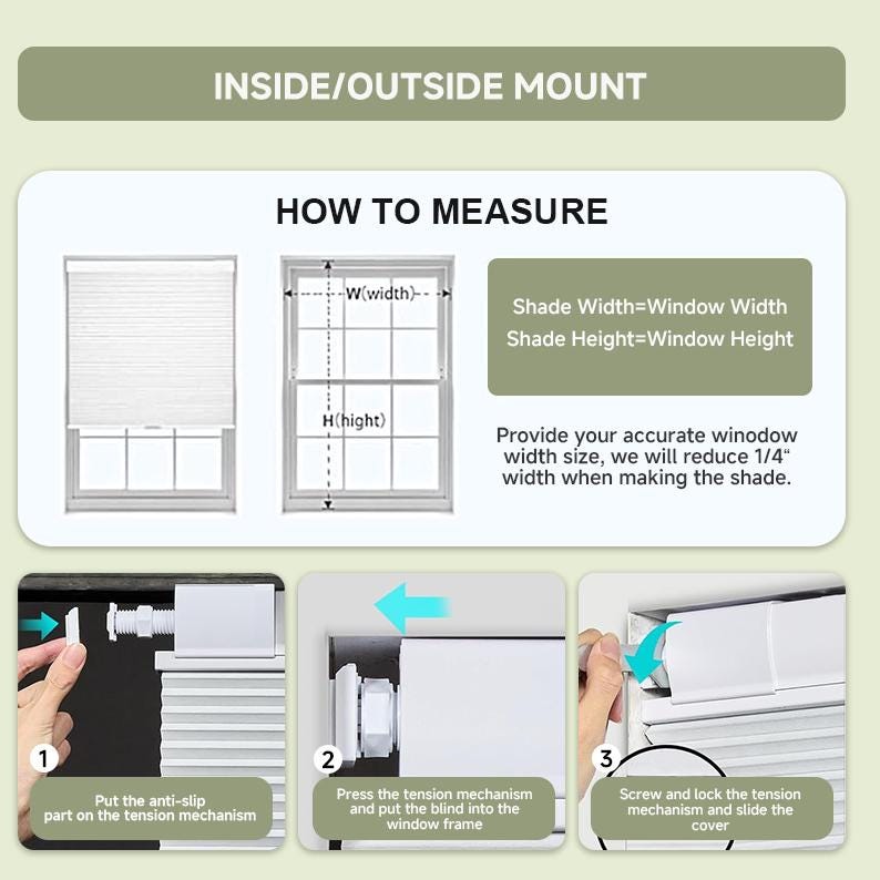 Custom No Punching Cellular Cordless Blinds for Windows and Doors - UDreamHome