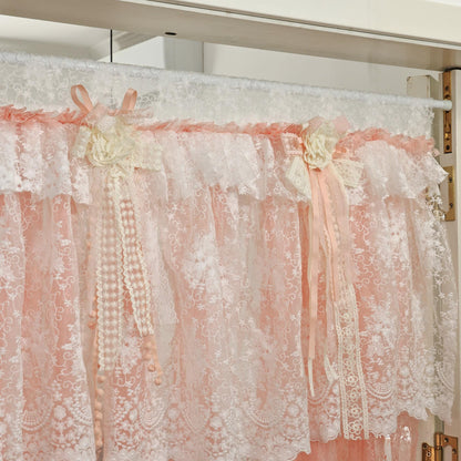 Custom Orange Pink & White Lace Curtains - UDreamHome