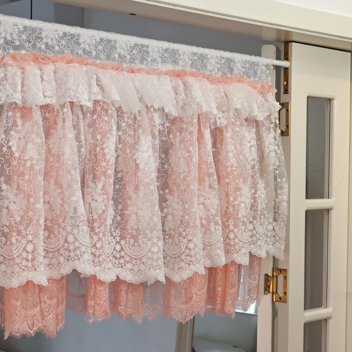 Custom Orange Pink & White Lace Curtains - UDreamHome
