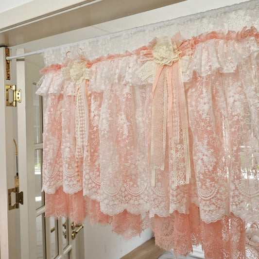 Custom Orange Pink & White Lace Curtains - UDreamHome
