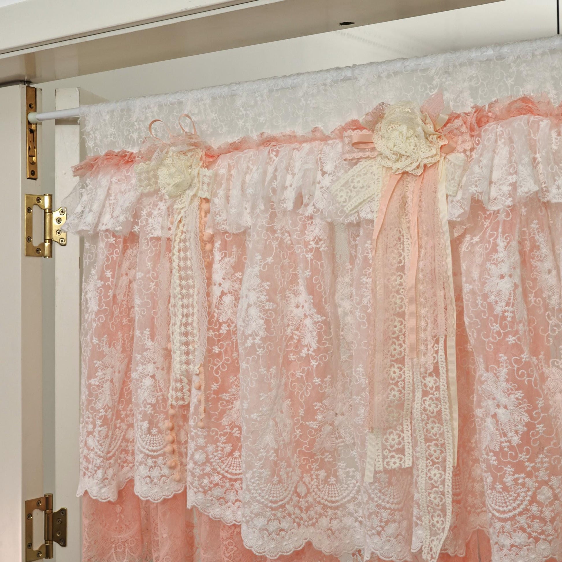 Custom Orange Pink & White Lace Curtains - UDreamHome