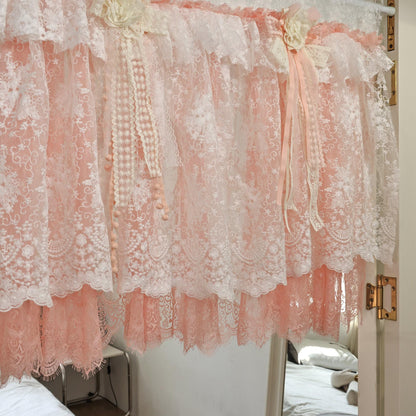 Custom Orange Pink & White Lace Curtains - UDreamHome