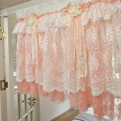 Custom Orange Pink & White Lace Curtains - UDreamHome