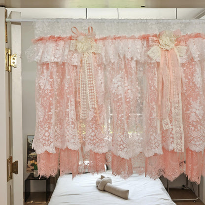 Custom Orange Pink & White Lace Curtains - UDreamHome