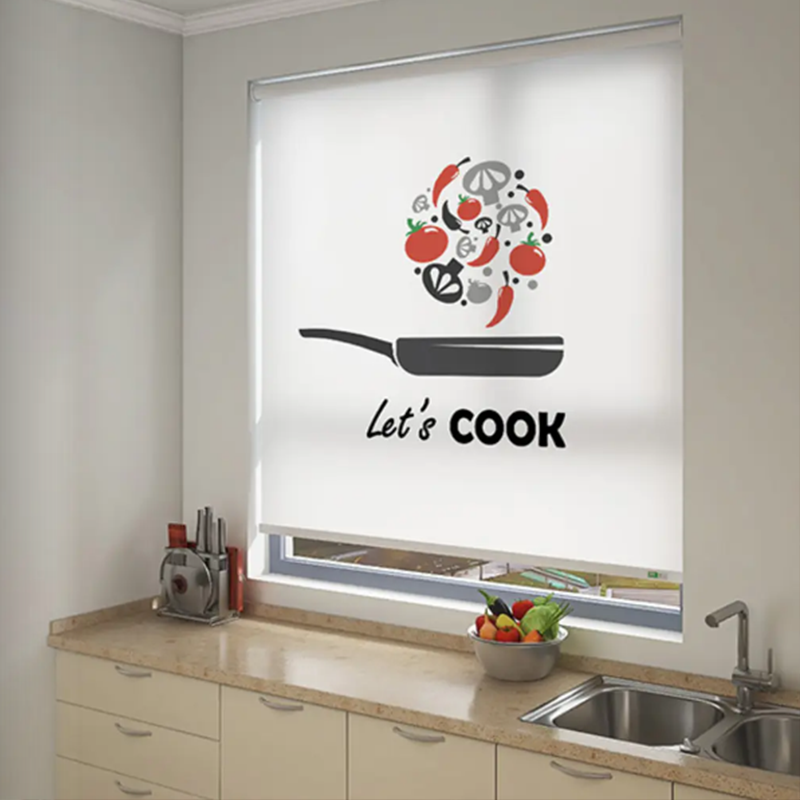 Custom Printed Blackout Roller Shades – No Drill Cordless Personalized Window Blinds Made to Measure
