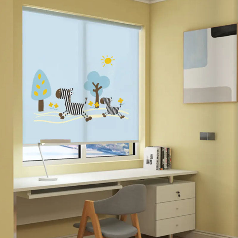 Custom Printed Blackout Roller Shades – No Drill Cordless Personalized Window Blinds Made to Measure