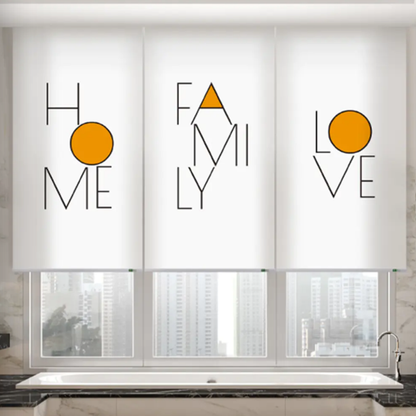 Custom Printed Blackout Roller Shades – No Drill Cordless Personalized Window Blinds Made to Measure
