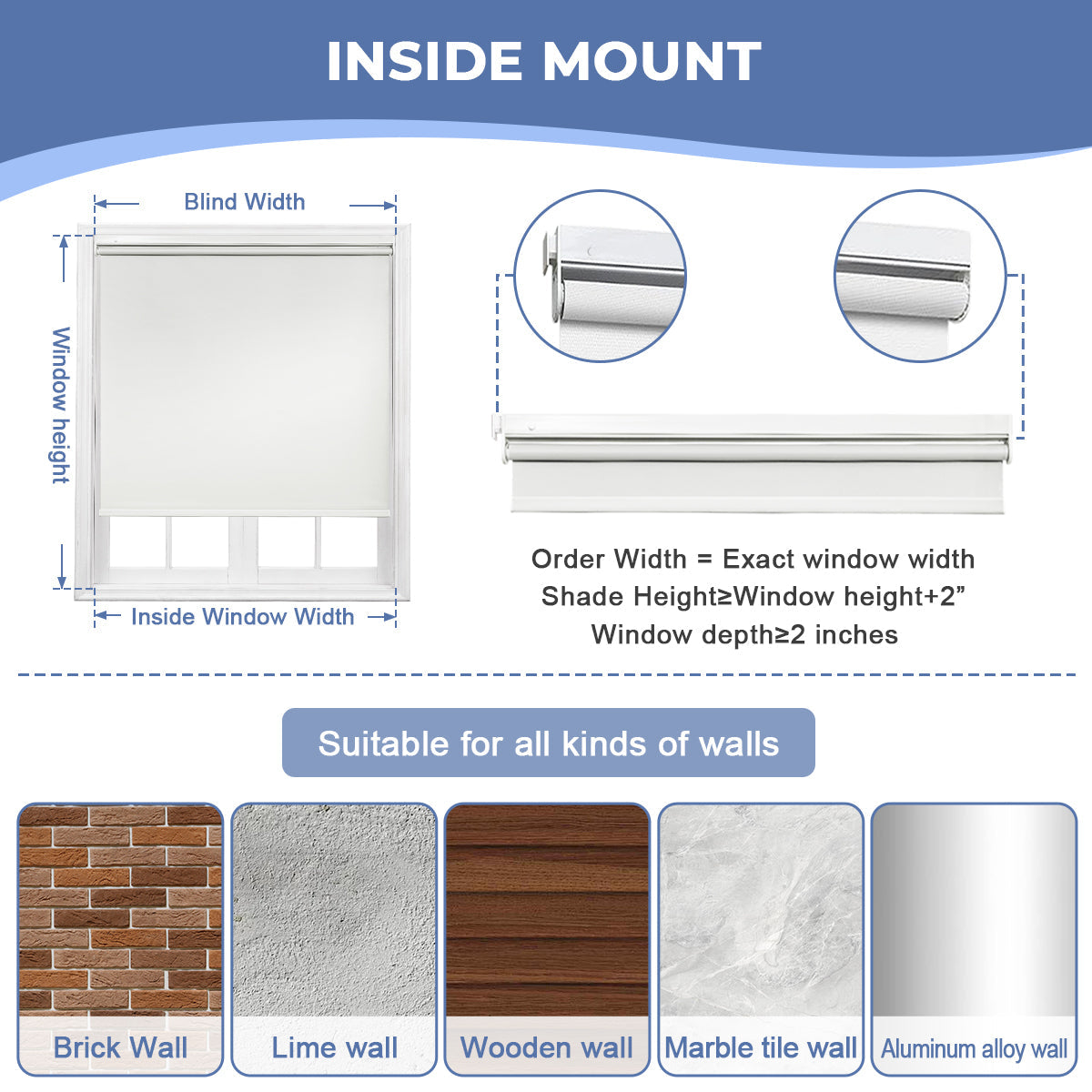 Custom No Drill Cordless Blackout Roller Shades – Waterproof & Thermal Insulated