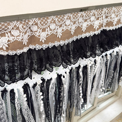 Custom Rustic Burlap & Lace Window Valance - UDreamHome