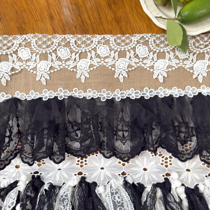 Custom Rustic Burlap & Lace Window Valance - UDreamHome
