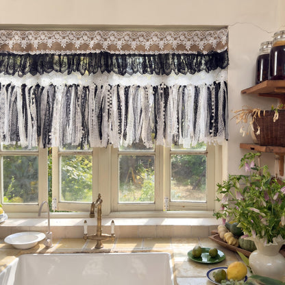 Custom Rustic Burlap & Lace Window Valance - UDreamHome