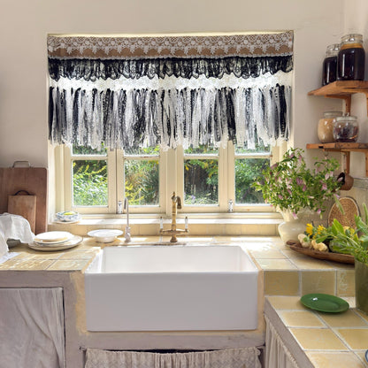 Custom Rustic Burlap & Lace Window Valance - UDreamHome